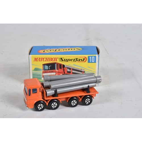 59 - FOUR BOXED MATCHBOX SUPERFAST DIE-CAST MODEL HEAVY VEHICLES, to include a PipeTruck no.10, orange bo... 