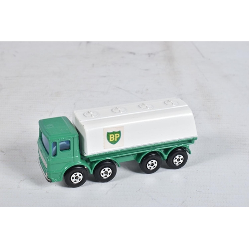 61 - FIVE BOXED MATCHBOX SUPERFAST DIE-CAST MODELS, the first a Leyland Petrol Tanker no.32, green body w... 