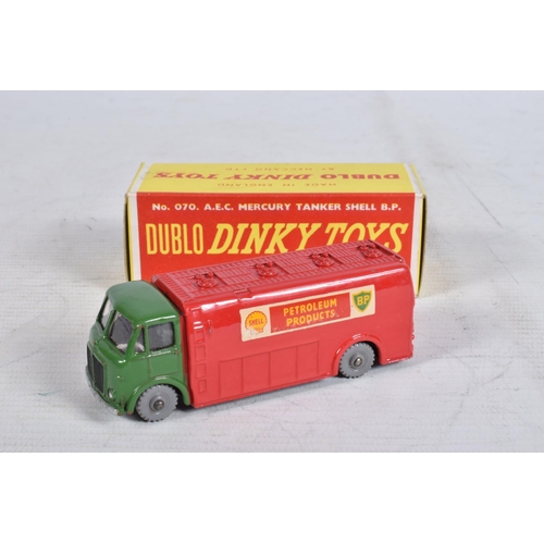 62 - FOUR BOXED DUBLO DINKY DIECAST VEHICLES, Austin Lorry, No.064, Bedford Flat Truck, No.066, A.E.C. Me... 