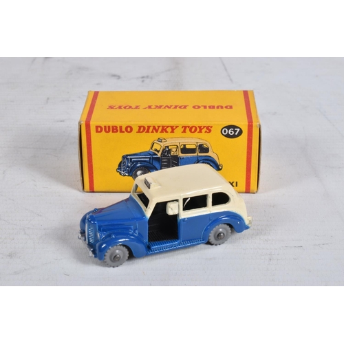 64 - FOUR BOXED DUBLO DINKY DIECAST VEHICLES, Austin Lorry, No.064, Austin Taxi, No.067, A.E.C. Mercury S... 