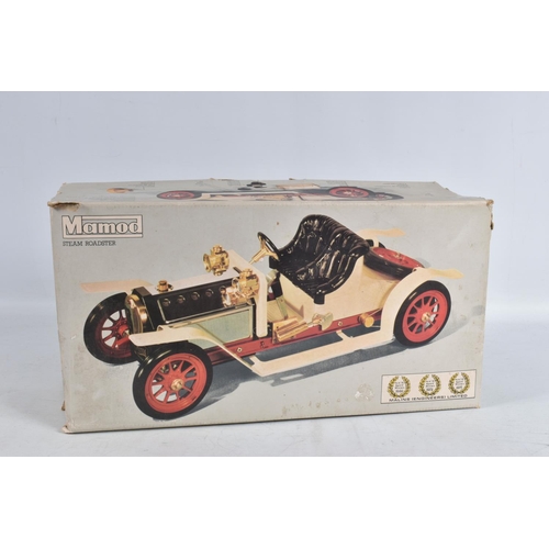 65 - A BOXED MAMOD STEAM ROADSTER, worn cream body with some rust and loss to paint, not complete, includ... 