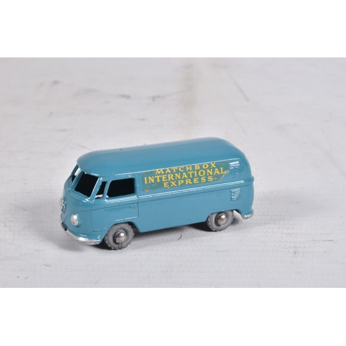 68 - THREE BOXED MATCHBOX SERIES MOKO LESNEY DIE-CAST MODELS, the first a Volkswagen Microvan no. 34, blu... 