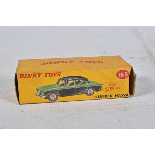 105 - A TRAY OF BOXED DINKY TOYS MODEL DIE-CAST VEHICLES AND ONE EMPTY BOX, to include a Humber Hawk no.16... 