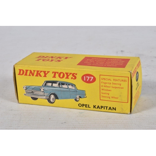 105 - A TRAY OF BOXED DINKY TOYS MODEL DIE-CAST VEHICLES AND ONE EMPTY BOX, to include a Humber Hawk no.16... 