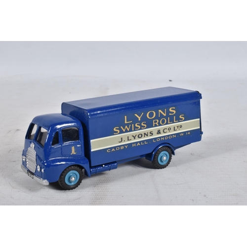 107 - FIVE UNBOXED AND ASSORTED DINKY TOYS GUY LORRIES AND VANS, all have been modified, rebuilt and/or re... 