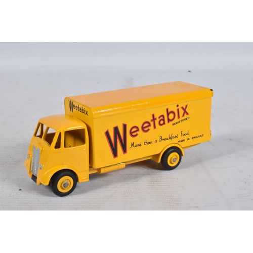 107 - FIVE UNBOXED AND ASSORTED DINKY TOYS GUY LORRIES AND VANS, all have been modified, rebuilt and/or re... 