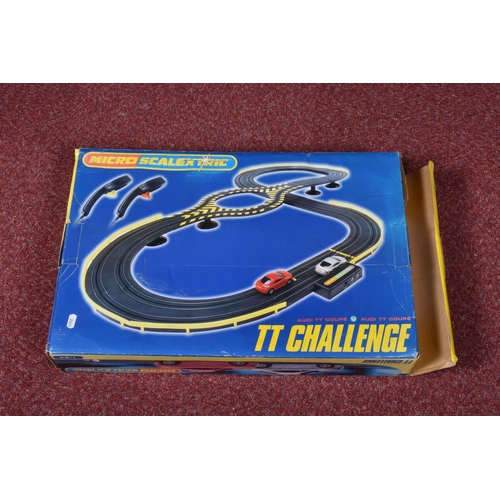 108 - A BOXED SCALEXTRIC RALLY CROSS MODEL MOTOR RACING WITH HIGH SPEED BANKING SET, poorly kept set with ... 