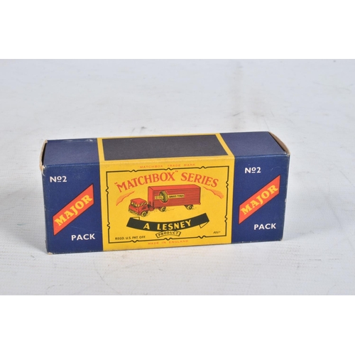 77 - FOUR BOXED MATCHBOX SERIES LESNEY MAJOR PACK MODEL DIE-CAST VEHICLES, the first a York Freightmaster... 