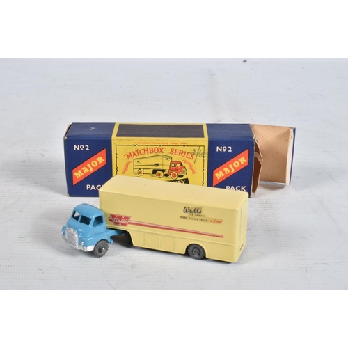 77 - FOUR BOXED MATCHBOX SERIES LESNEY MAJOR PACK MODEL DIE-CAST VEHICLES, the first a York Freightmaster... 