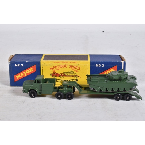 78 - THREE MATCHBOX SERIES MOKO LESNEY MODEL TRANSPORTER DIE-CAST VEHICLES, the first a Major pack Mightl... 