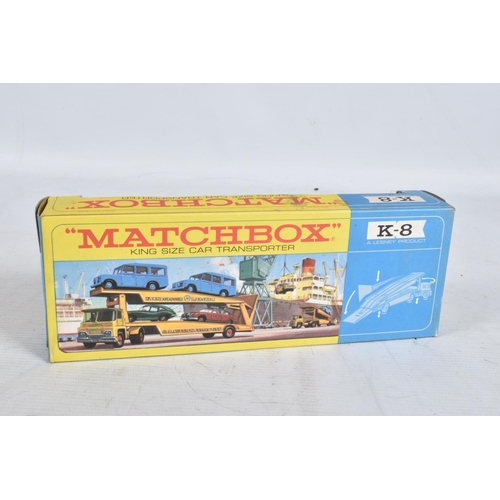 81 - TWO BOXED MATCHBOX KING SIZE MODEL DIE-CAST VEHICLES WITH ONE OTHER, the first a 8-Wheel Tipper Truc... 