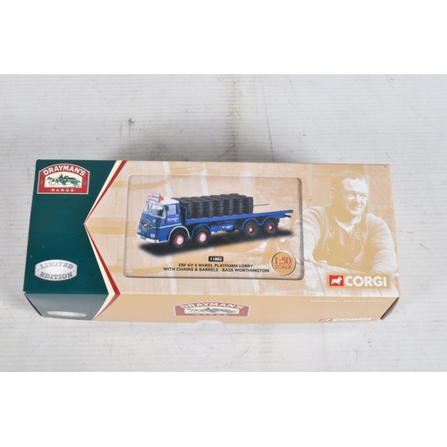 96 - FIVE BOXED CORGI CLASSICS LORRY/TRUCK MODELS, Drayman's Range E.R.F. KV  Platform 'Bass Worthington'... 