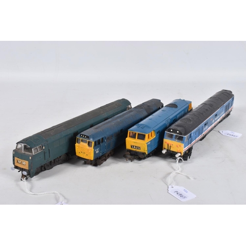 150 - FOUR UNBOXED OO GAUGE LOCOMOTIVES, Lima class 52 'Western', repainted in B.R. blue livery but has no... 