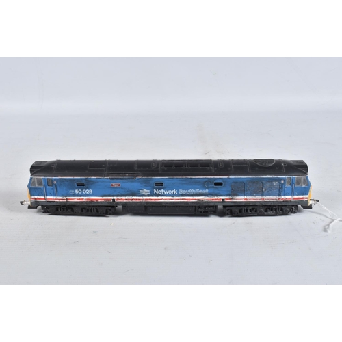 150 - FOUR UNBOXED OO GAUGE LOCOMOTIVES, Lima class 52 'Western', repainted in B.R. blue livery but has no... 