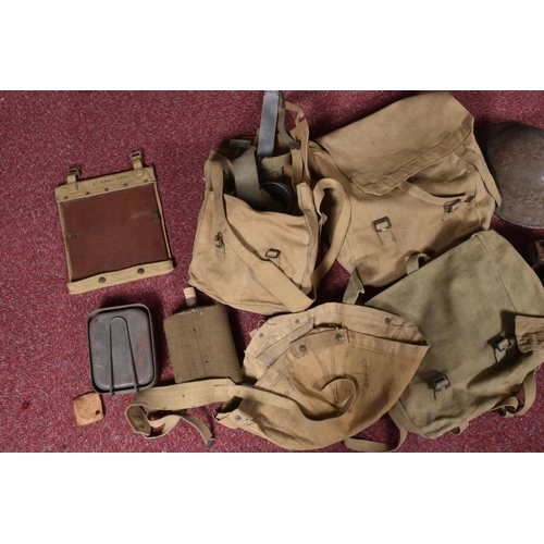 330 - A BOXED SET OF WWII MEDALS AND WWII ERA HAT AND OTHER ITEMS, this lot contains a kit bag, 1944 dated... 