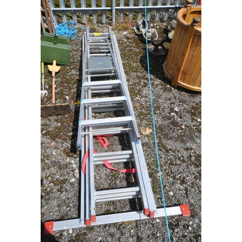 1006 - AN ALUMINIUM 2.56M TRIPLE EXTENSION LADDER, and an aluminium step ladder (2)