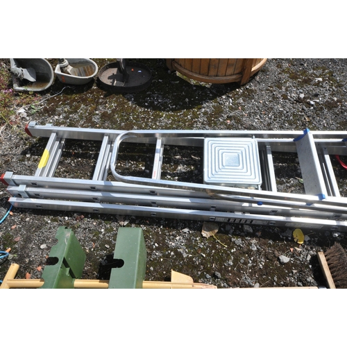 1006 - AN ALUMINIUM 2.56M TRIPLE EXTENSION LADDER, and an aluminium step ladder (2)