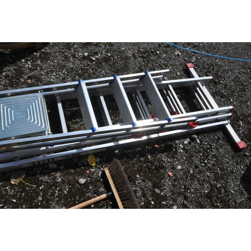 1006 - AN ALUMINIUM 2.56M TRIPLE EXTENSION LADDER, and an aluminium step ladder (2)
