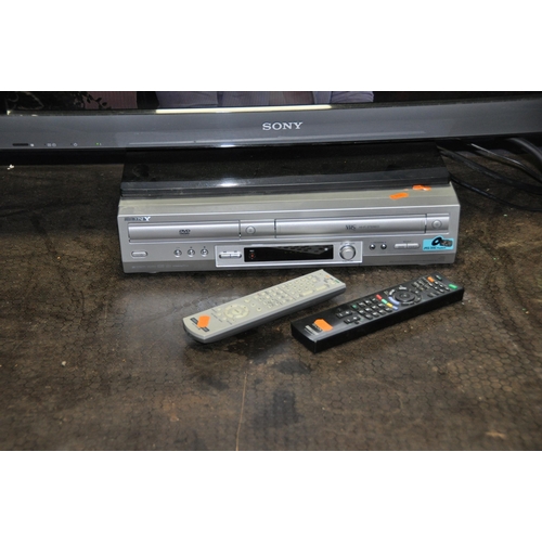 1053 - A SONY KDL 32EX403 32in TV with remote and a Sony DVD/Video recorder (DVD drawer closes as soon as i... 