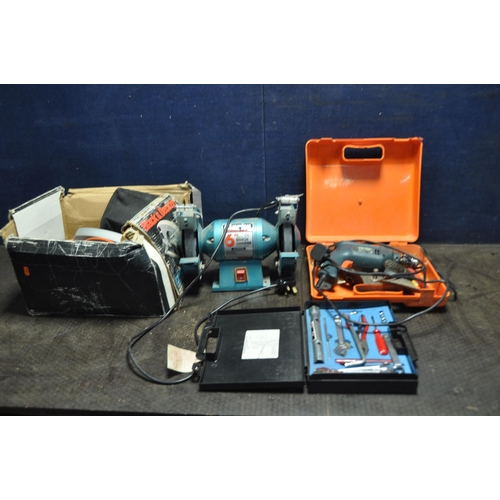 1060 - A CLARKE METALWORKER 6in BENCH GRINDER, a Black and Decker KD562 drill (both PAT pass and working), ... 