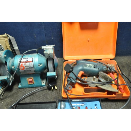 1060 - A CLARKE METALWORKER 6in BENCH GRINDER, a Black and Decker KD562 drill (both PAT pass and working), ... 