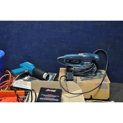 1063 - A BOX OF TOOLS AND FIVE POWER TOOLS including a Bosch PSB 400-2 drill, a Black and Decker KS888E jig... 