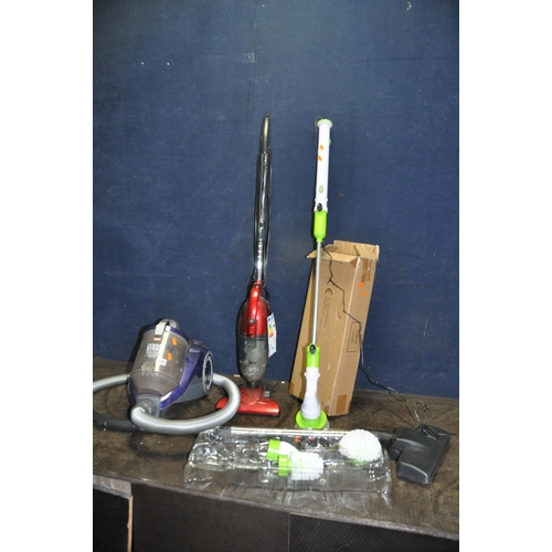 1065 - A VAX DYNAMO STRIKE VACUUM CLEANER, a Shenzhen wand vacuum cleaner and a JD Williams Cordless Spin S... 