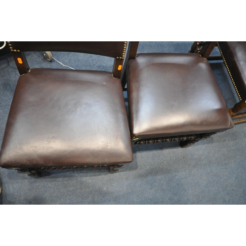 1199 - A REPRODUCTION OAK TRESTLE DRAW LEAF DINING TABLE, on square tapered legs, with foliate detailing, o... 