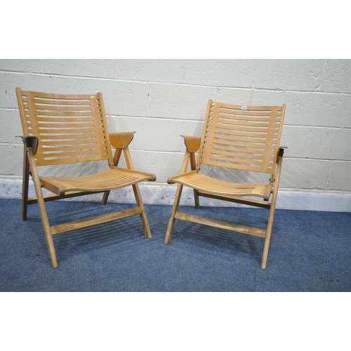 1202 - A PAIR OF MID-CENTURY REX FOLDING CHAIRS, by Nico Kralj, width 56cm x depth 68cm x height 75cm (cond... 