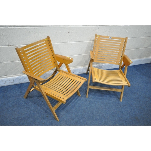 1202 - A PAIR OF MID-CENTURY REX FOLDING CHAIRS, by Nico Kralj, width 56cm x depth 68cm x height 75cm (cond... 