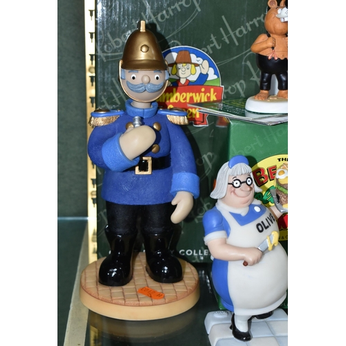 384 - EIGHT ROGER HARROP FIGURINES, comprising a boxed Camberwick Green CGL03 Captain Flack limited editio... 