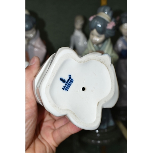 385 - A GROUP OF SIX LLADRO FIGURES,  comprising 4584 'Girl Holding Lamb', 4509 'Boy With Lambs' (missing ... 