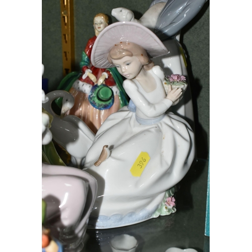 396 - A GROUP OF LLADRO AND ROYAL DOULTON FIGURINES, comprising Royal Doulton 'Fleur' HN2368 (marked as se... 