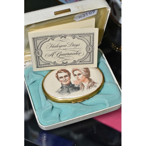 402 - A COLLECTION OF ENAMELLED PILL BOXES, seven boxed Halcyon Days pill boxes comprising 1996 Year of th... 