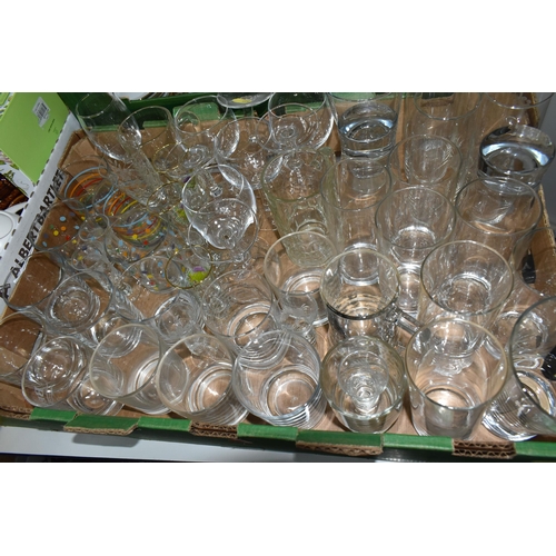 408 - FOUR BOXES OF CERAMICS, GLASS AND METALWARE, including a boxed set of six Portmeirion Botanic Garden... 