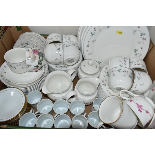 408 - FOUR BOXES OF CERAMICS, GLASS AND METALWARE, including a boxed set of six Portmeirion Botanic Garden... 