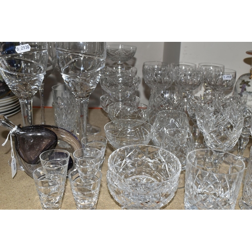 413 - A GROUP OF CRYSTAL GLASSWARE, comprising a pair of large Stuart Crystal -Jasper Conran wine glasses,... 