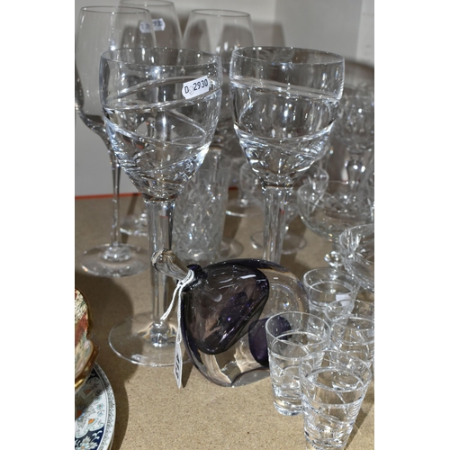 413 - A GROUP OF CRYSTAL GLASSWARE, comprising a pair of large Stuart Crystal -Jasper Conran wine glasses,... 