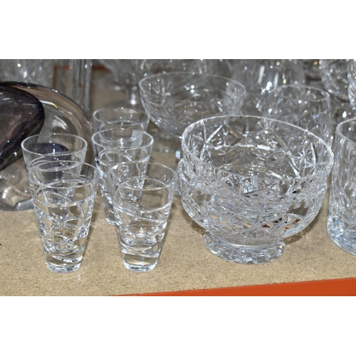 413 - A GROUP OF CRYSTAL GLASSWARE, comprising a pair of large Stuart Crystal -Jasper Conran wine glasses,... 