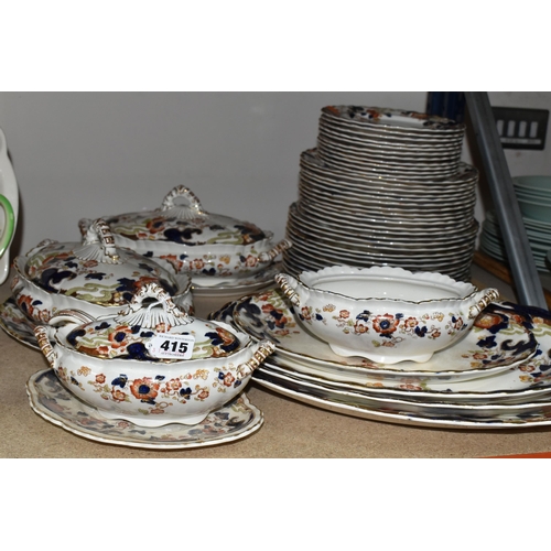 415 - A GROUP OF LOSOL WARE 'TOKIO' PATTERN DINNERWARE, each piece decorated with poppies and picked out i... 