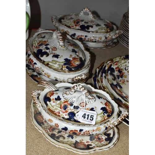 415 - A GROUP OF LOSOL WARE 'TOKIO' PATTERN DINNERWARE, each piece decorated with poppies and picked out i... 