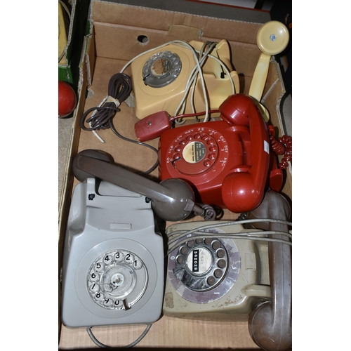 417 - TWO BOXES OF VINTAGE B.T/G.P.O DIAL TELEPHONES, to include eleven phones in various states of repair... 