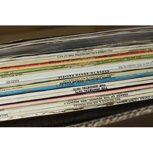422 - THREE BOXES OF LP AND 12 INCH SINGLE RECORDS, over one hundred and fifty records to include Jazz, Bl... 