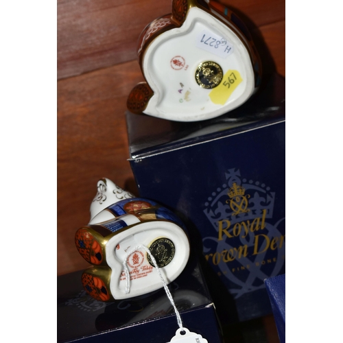 567 - TWO BOXED ROYAL CROWN DERBY IMARI TEDDY PAPERWEIGHTS, comprising Schoolboy Teddy, issued 2001-2006 a... 