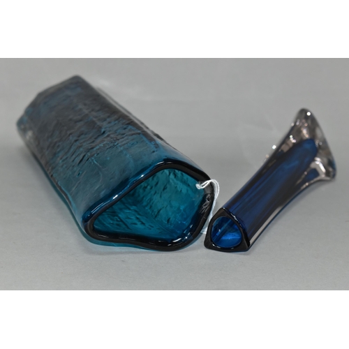 621 - TWO BLUE WHITEFRIARS VASES, comprising a textured range Cucumber vase designed by Geoffrey Baxter, p... 