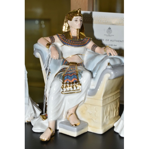 626 - A BOXED LIMITED EDITION ROYAL WORCESTER FOR COMPTON & WOODHOUSE TABLEAU THREE PIECE SET 'THE COURT O... 