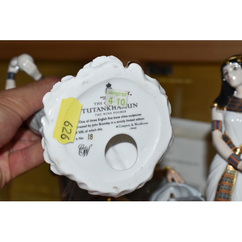 626 - A BOXED LIMITED EDITION ROYAL WORCESTER FOR COMPTON & WOODHOUSE TABLEAU THREE PIECE SET 'THE COURT O... 