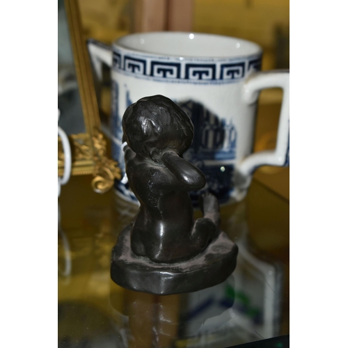 630 - A GROUP OF 19TH CENTURY AND LATER COLLECTABLES, CERAMICS, ETC, including a turned bone pin cushion, ... 