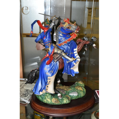 631 - A FRANKLIN MINT PORCELAIN FIGURE 'ARTHUR , LEGEND AND KING' mounted on a wooden plinth, height 41cm,... 