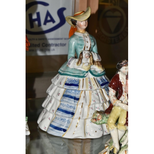 634 - A GROUP OF 19TH AND 20TH CENTURY CERAMICS, including a Coalbrookdale pot pourri and cover of floral ... 